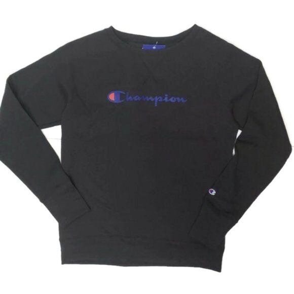 Champion NWT Powerblend Women's Crewneck pullover Sweatshirt Size L Black - Picture 1 of 4